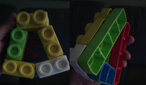 triangle using lago bricks made by a 3 year old girl